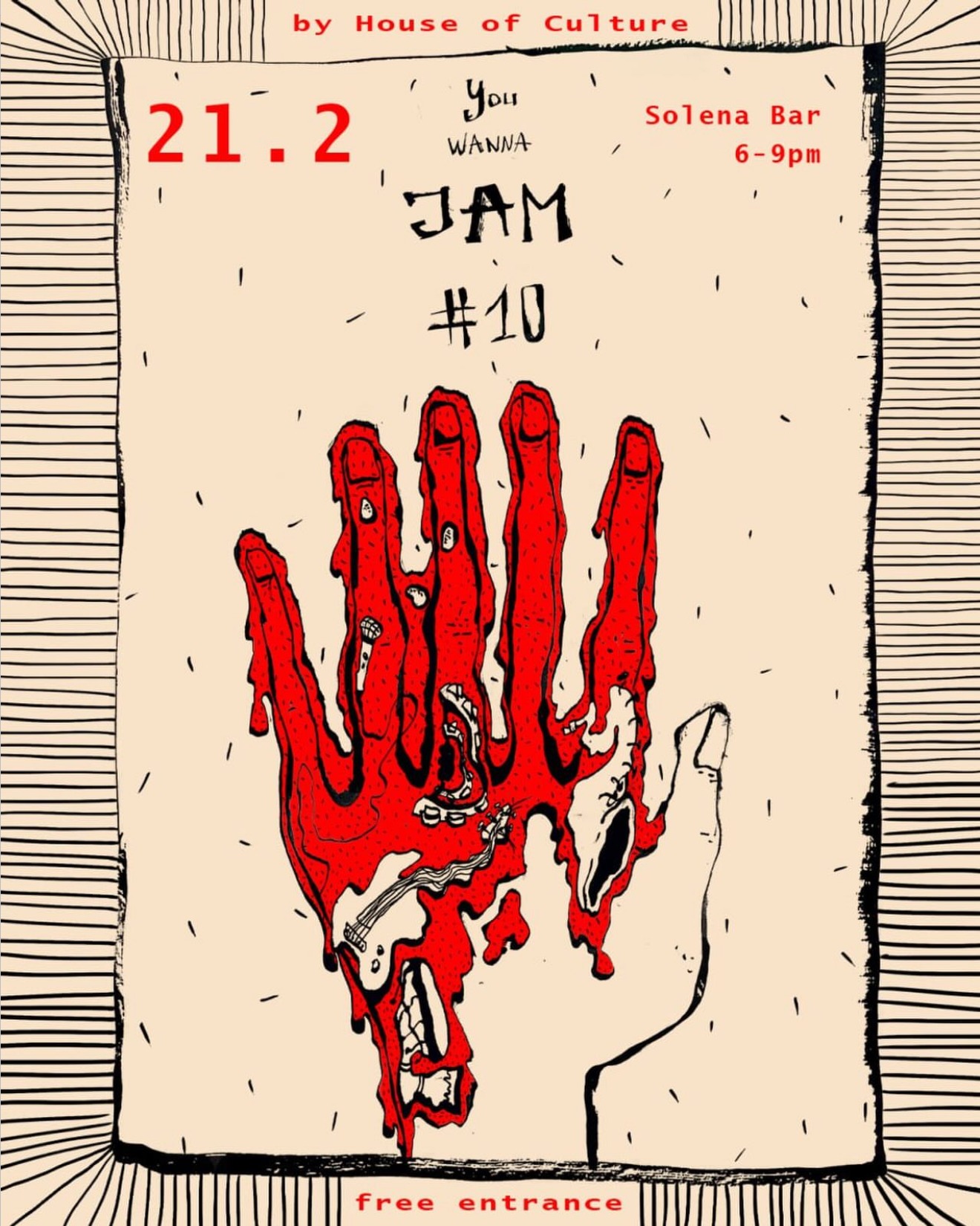 Do You Wanna Jam poster — hand-drawn ink illustration